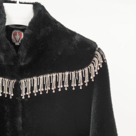 Shrimps Dexter Black Faux Fur Crystal-Embellished Jacket - Picture 5 of 13